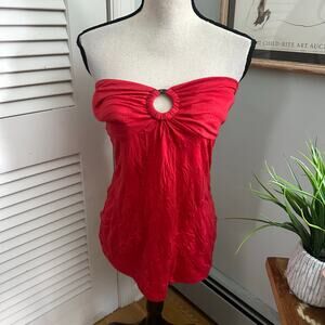 HOT TEMPERED Top Womens Medium Red Strapless Tank Retro Babydoll Vamp Y2K